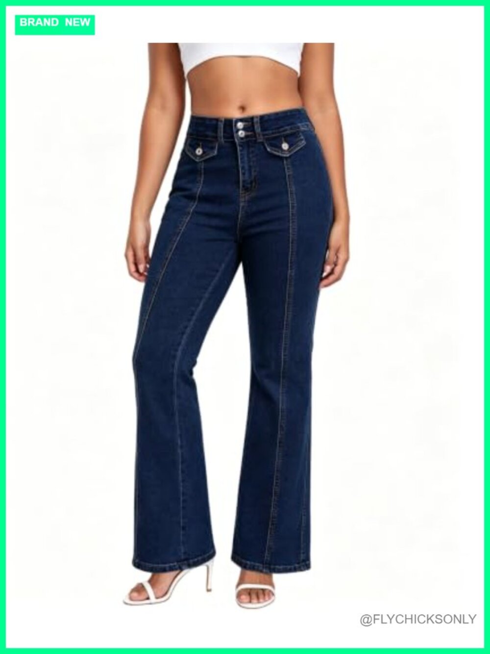 High Waisted Flared Wide Leg Stretchy Denim Jeans